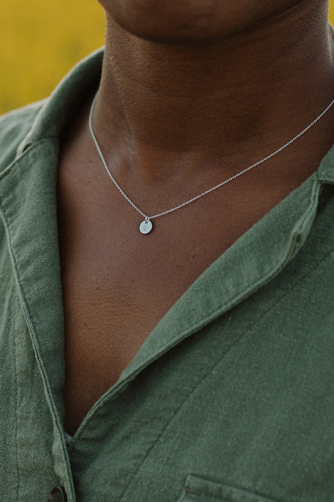 Minimal love note heart coin necklace