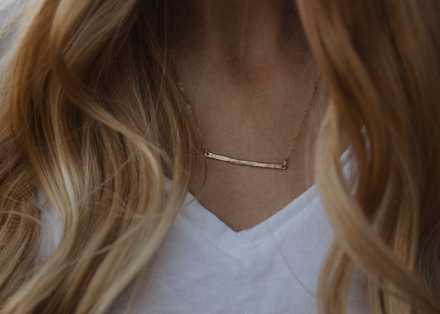 Personalized gold bar necklace