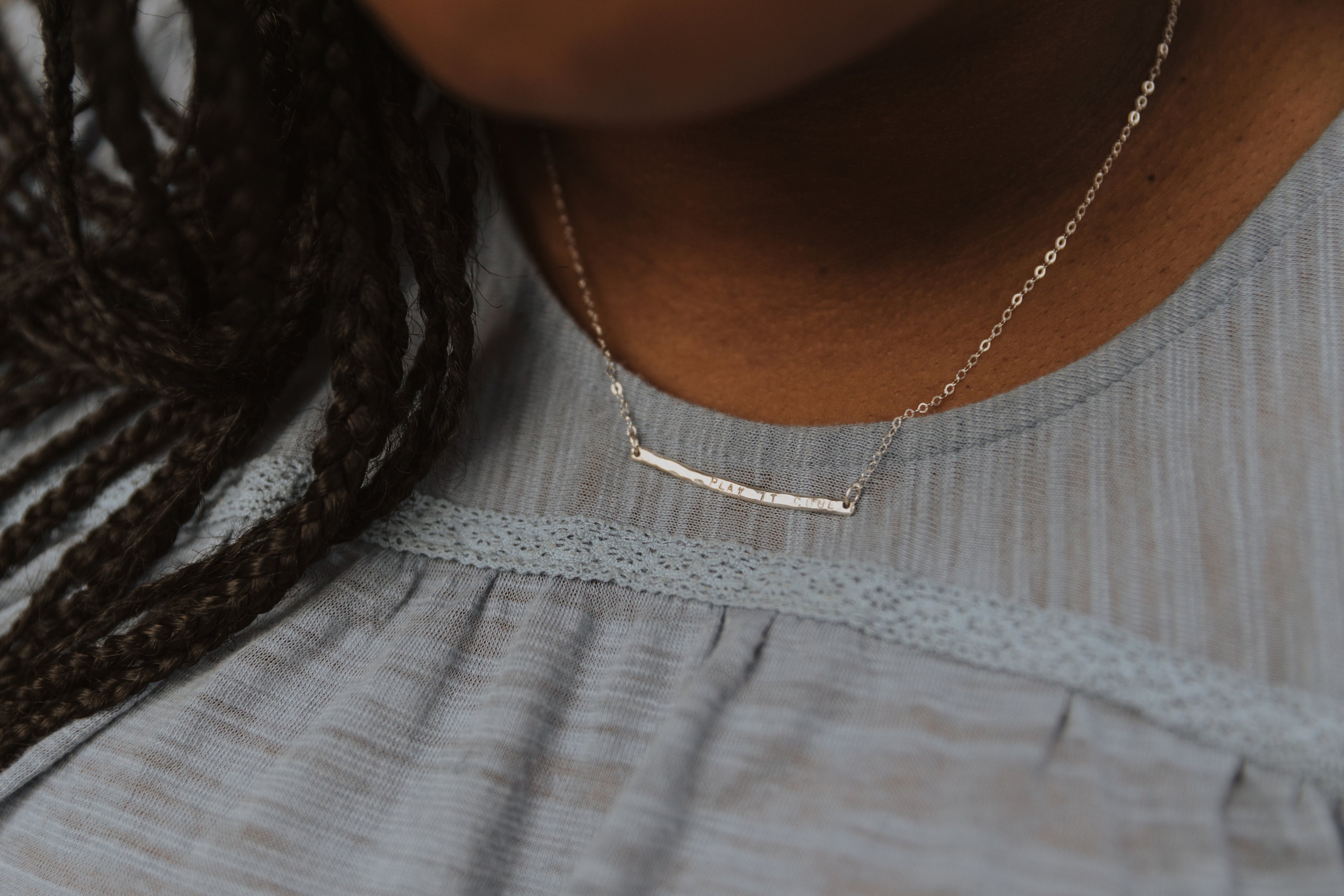 Personalized silver bar necklace