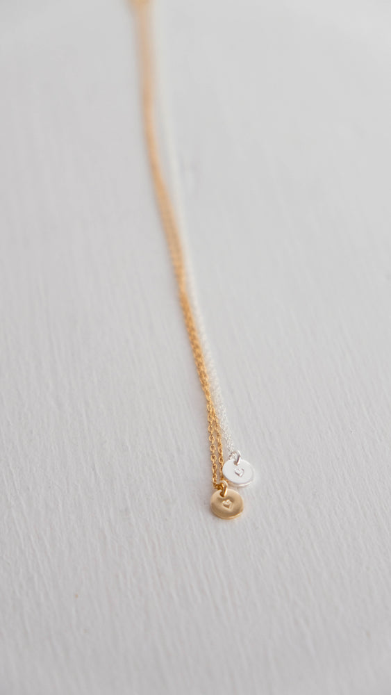 Minimal love note heart coin necklace