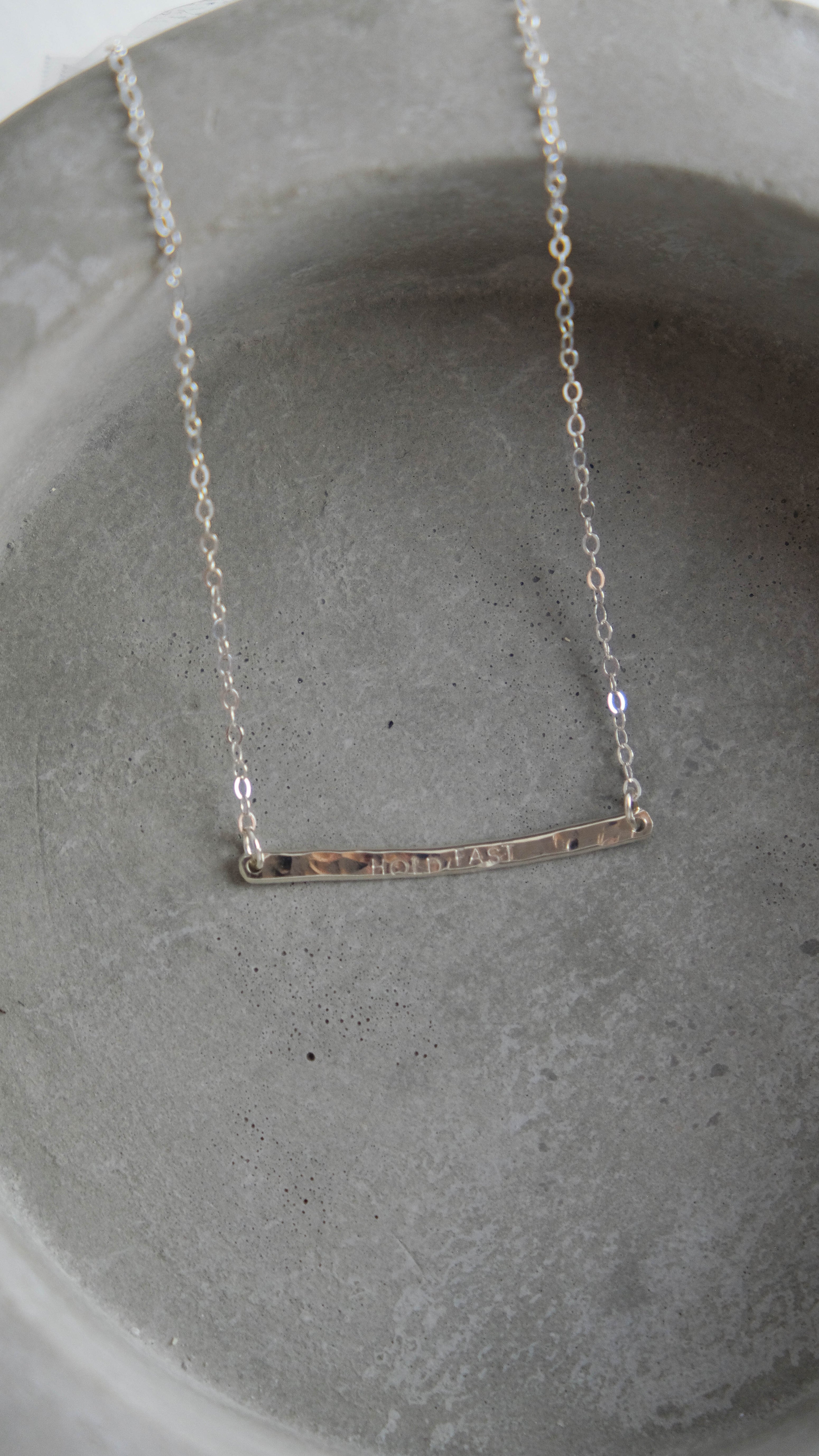 Personalized silver bar necklace