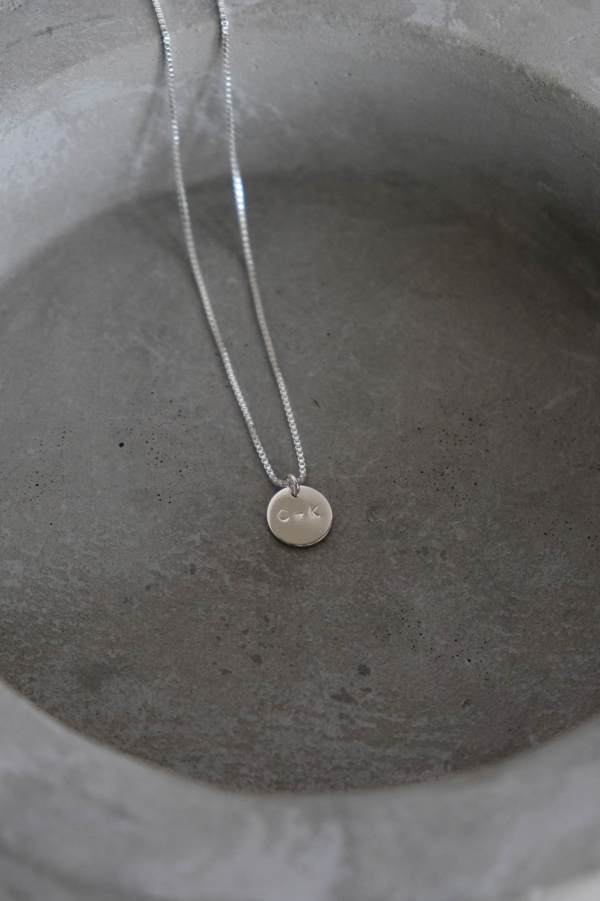 Micro coin personalized custom initial necklace