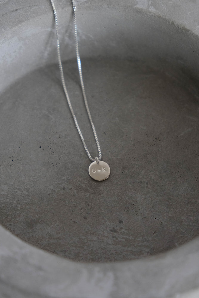 
            
                Load image into Gallery viewer, Micro coin personalized custom initial necklace
            
        